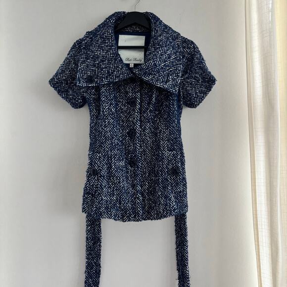 Beth Bowley Anthropologie Wool Blend Coat Belt Button Up Blue Women's Size 6 - Picture 10 of 11